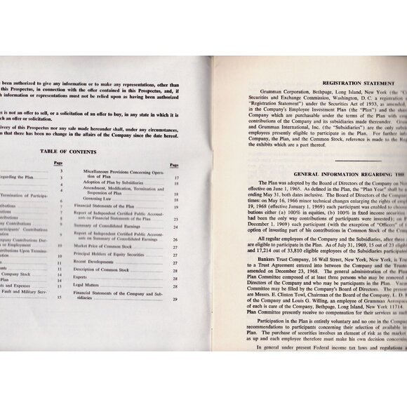 Grumman Employee Investment Plan Prospectus 1969 | 36pp Financial Document - Picture 2 of 6